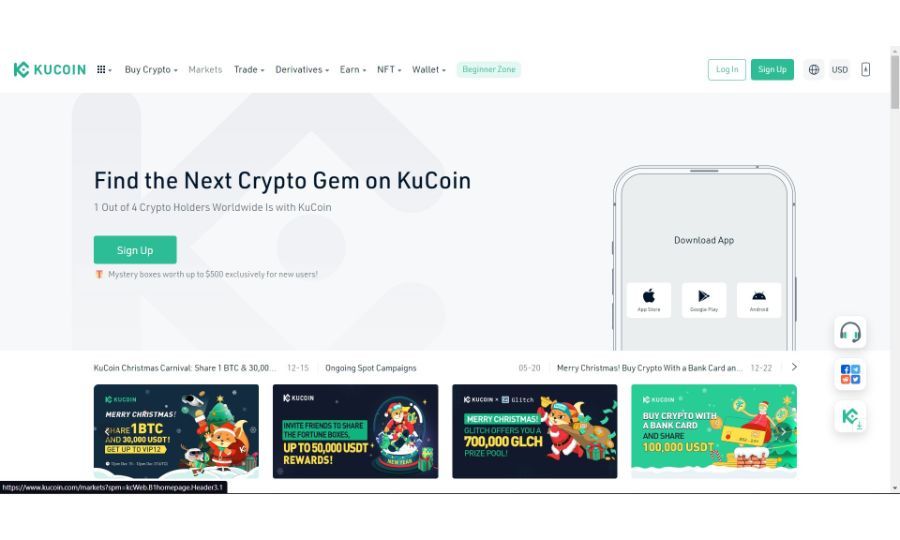 Screenshot of Kucoin Exchange