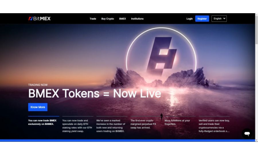 Screenshot of BitMEX Exchange
