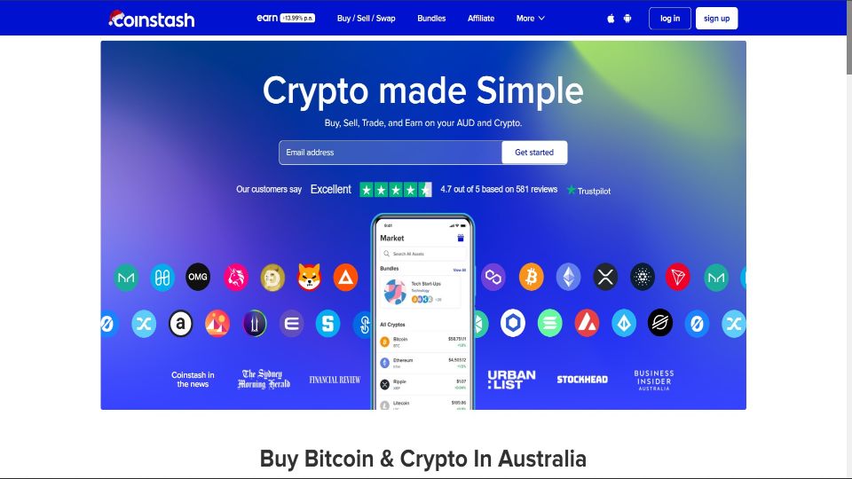 Screenshot of Coinstash Australian Exchange