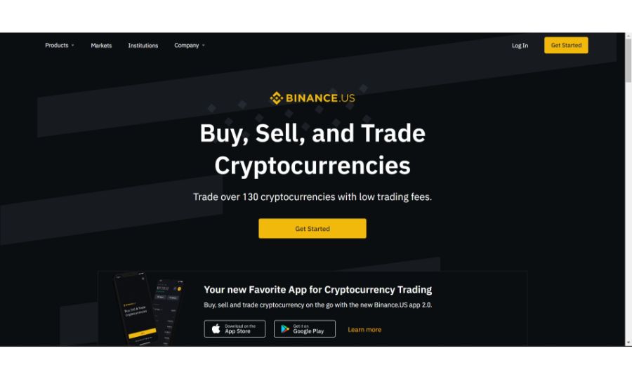 Screenshot of  Binance Exchange