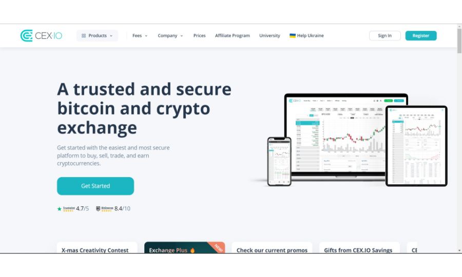 Screenshot of Cex.io Exchange