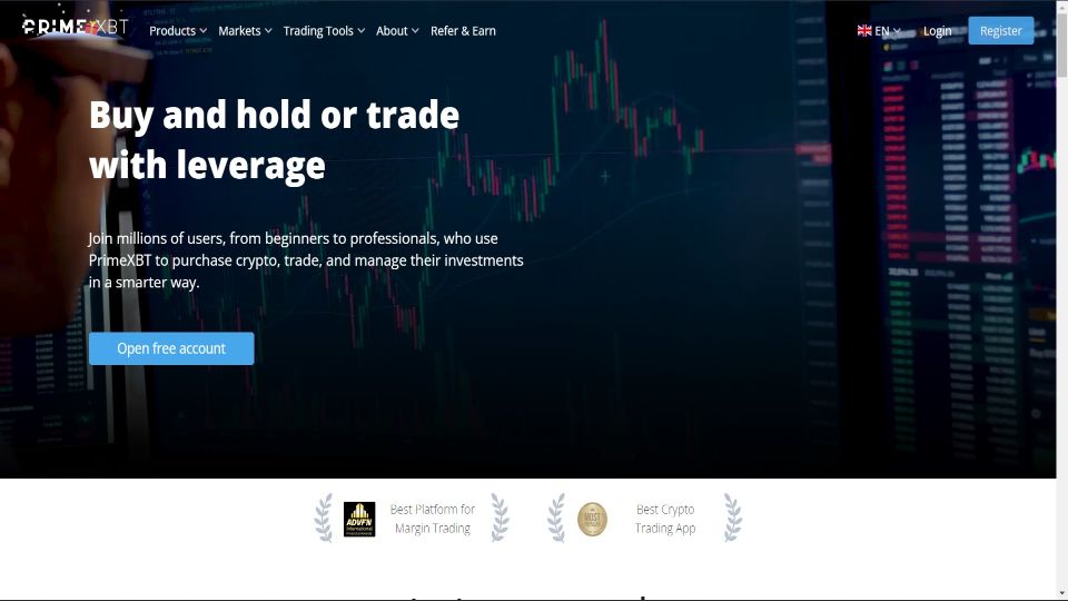 Screenshot of PrimeXBT Exchange