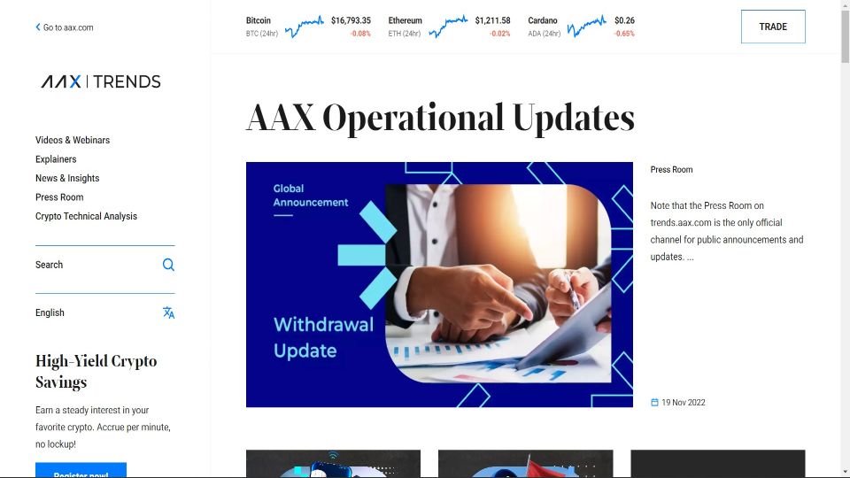 Screenshot of AAX Exchange