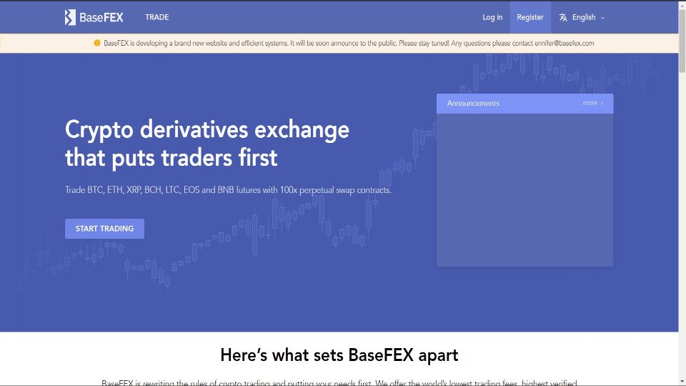 Screenshot of BaseFEX Exchange