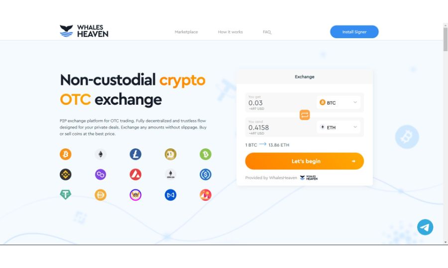 Screenshot of WhalesHeaven Exchange