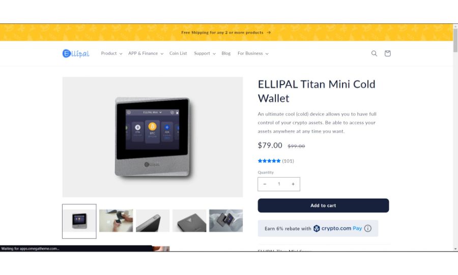 Screenshot of Ellipal Titan Mini Website