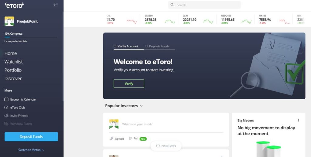 Verify Profile on EToro