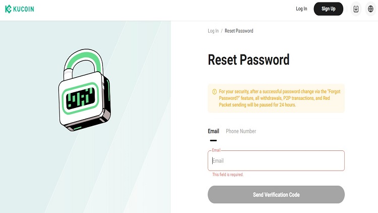 screenshot of reset password